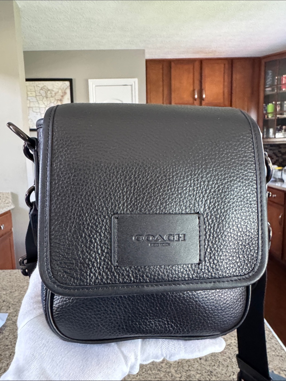 Coach Black Pebbled Leather Messenger Crossbody - Coach